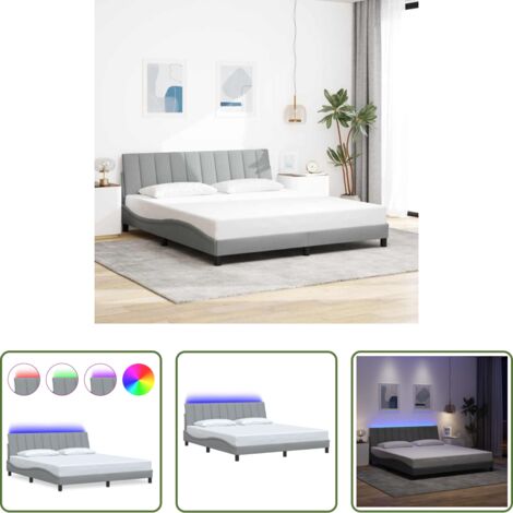 Cuscino testiera -  Giroletto senza Materasso Hanko Grigio Chiaro 180x200 cm Tessuto
