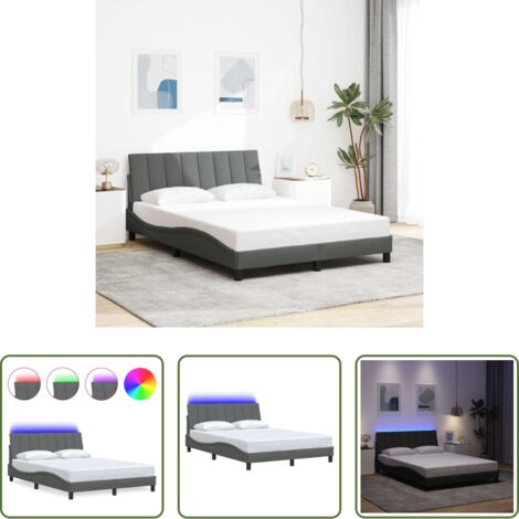 Cuscino testiera -  Giroletto senza Materasso Hanko Grigio Scuro 120x200 cm Tessuto