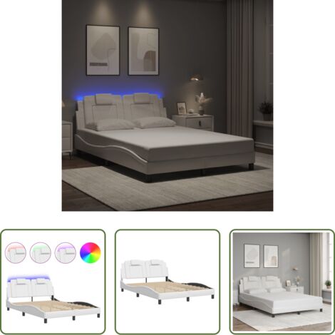Cuscino testiera -  Giroletto Viana con LED senza Materasso Bianco 120x200 cm