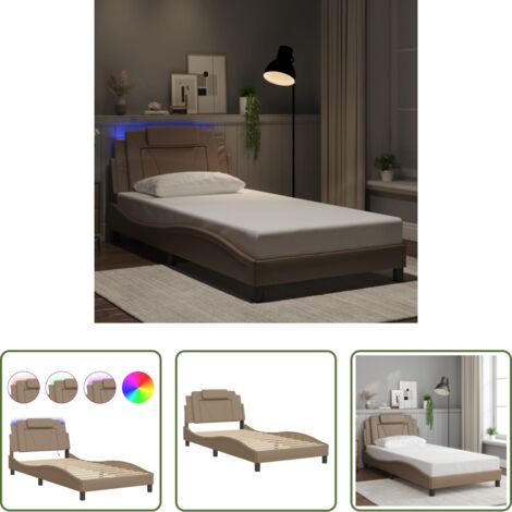 Cuscino testiera -  Giroletto Viana con LED senza Materasso Cappuccino 100x200 cm