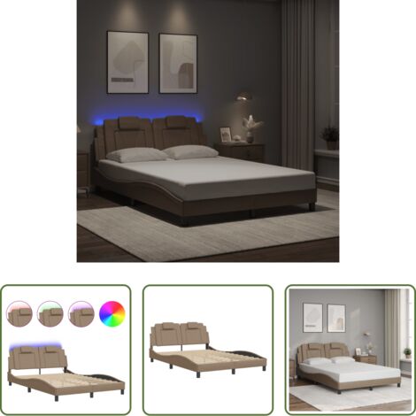 Cuscino testiera -  Giroletto Viana con LED senza Materasso Cappuccino 120x200 cm