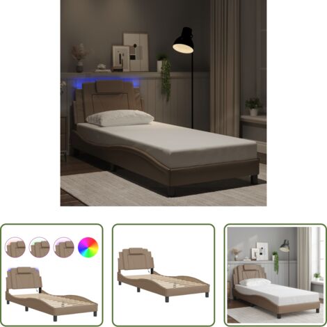 Cuscino testiera -  Giroletto Viana con LED senza Materasso Cappuccino 80x200 cm