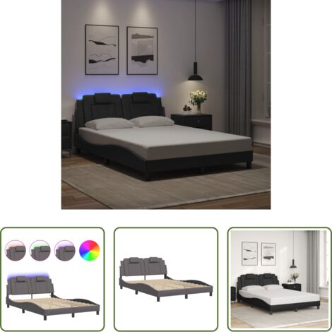 Cuscino testiera -  Giroletto Viana con LED senza Materasso Grigio 120x200 cm
