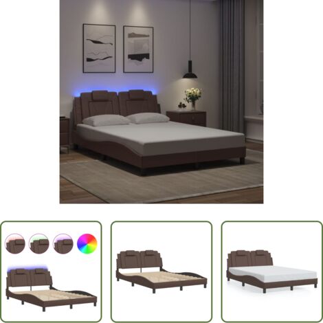 Cuscino testiera -  Giroletto Viana con LED senza Materasso Marrone 120x200 cm