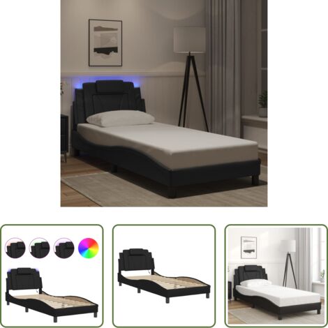 Cuscino testiera -  Giroletto Viana con LED senza Materasso Nero 90x190 cm