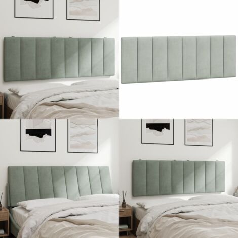 Cuscino Testiera Hanko Grigio Chiaro 120 cm in Velluto - Cuscino per testiera - Cuscino in velluto