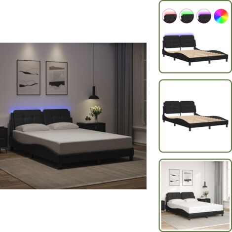 Cuscino testiera LED - vidaXL Giroletto con LED senza Materasso Zadar Nero 120x200 cm - Letto Zadar