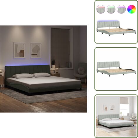 Cuscino testiera - vidaXL Giroletto con LED senza Materasso Hanko Grigio Chiaro 200x200 cm in Velluto - Letto con velluto