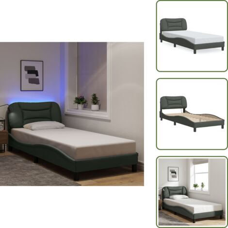 Cuscino testiera - vidaXL Giroletto con LED senza Materasso Hvar 80x200 cm Tessuto - Letto con luci LED