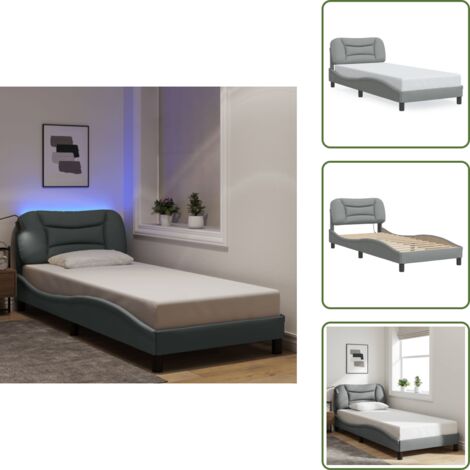 Cuscino testiera - vidaXL Giroletto con LED senza Materasso Hvar 80x200 cm Tessuto - Letto con luci LED