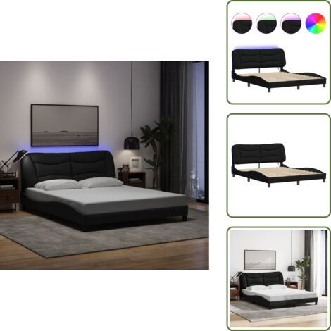 Cuscino testiera - vidaXL Giroletto con LED senza Materasso Hvar Nero 160x200 cm in Tessuto - Design moderno
