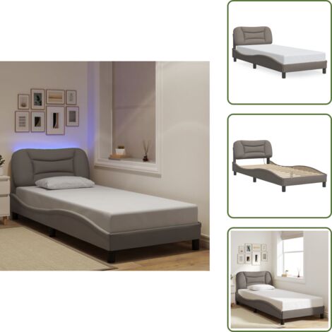 Cuscino testiera - vidaXL Giroletto con LED senza Materasso Hvar Tortora 90x200 cm Tessuto - Letto con design moderno