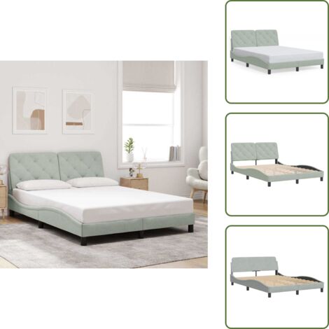 Cuscino testiera - vidaXL Giroletto senza Materasso Grigio Chiaro 140x190 cm Velluto - Velluto