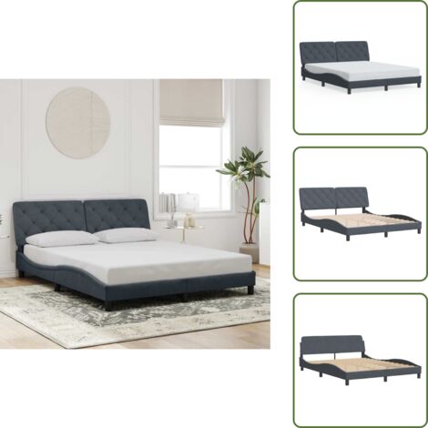 Cuscino testiera - vidaXL Giroletto senza Materasso Grigio Scuro 160x200 cm Velluto - Velluto