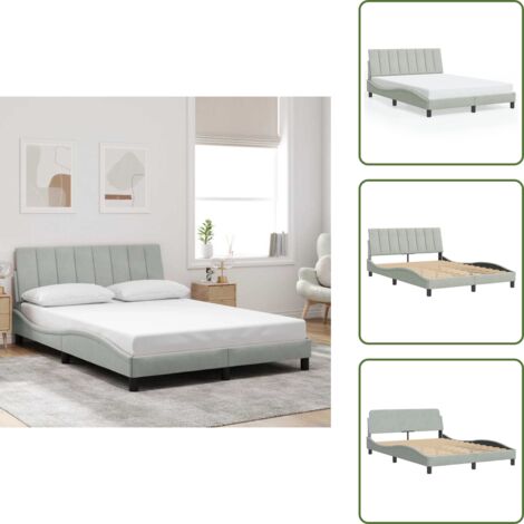 Cuscino testiera - vidaXL Giroletto senza Materasso Hanko Grigio Chiaro 120x200 cm Velluto - Velluto