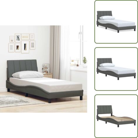 Cuscino testiera - vidaXL Giroletto senza Materasso Hanko Grigio Scuro 90x190 cm Tessuto - Letto con doghe