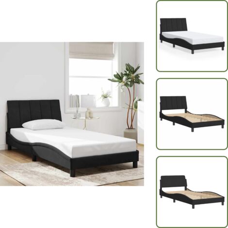 Cuscino testiera - vidaXL Giroletto senza Materasso Hanko Nero 100x200 cm in Velluto - Letto in velluto