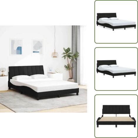 Cuscino testiera - vidaXL Giroletto senza Materasso Hanko Nero 120x200 cm Tessuto - Letto con doghe