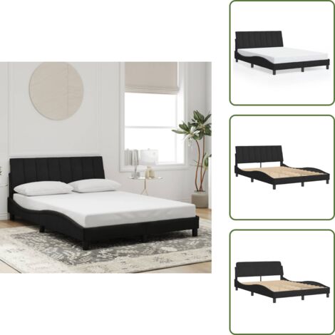 Cuscino testiera - vidaXL Giroletto senza Materasso Hanko Nero 140x190 cm in Velluto - Velluto