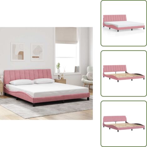 Cuscino testiera - vidaXL Giroletto senza Materasso Hanko Rosa 180x200 cm in Velluto - Letto rosa