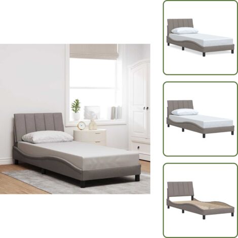 Cuscino testiera - vidaXL Giroletto senza Materasso Hanko Tortora 80x200 cm Tessuto - Letto tortora