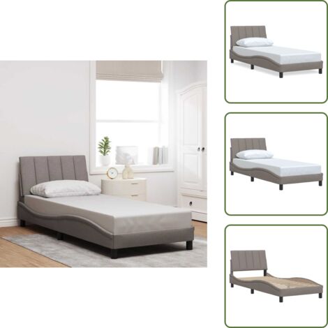 Cuscino testiera - vidaXL Giroletto senza Materasso Hanko Tortora 90x190 cm Tessuto - Letto tortora