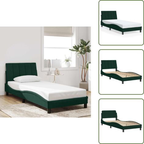 Cuscino testiera - vidaXL Giroletto senza Materasso Hanko Verde Scuro 90x190 cm in Velluto - Velluto