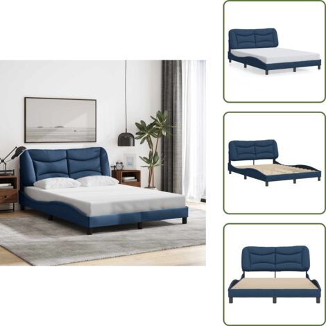 Cuscino testiera - vidaXL Giroletto senza Materasso Hvar Blu 140x200 cm in Tessuto - Letto Hvar Blu