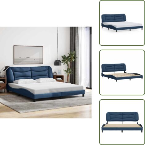 Cuscino testiera - vidaXL Giroletto senza Materasso Hvar Blu 180x200 cm in Tessuto - Letto in tessuto