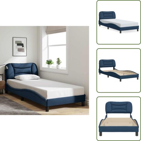 Cuscino testiera - vidaXL Giroletto senza Materasso Hvar Blu 90x200 cm in Tessuto - Letto in tessuto