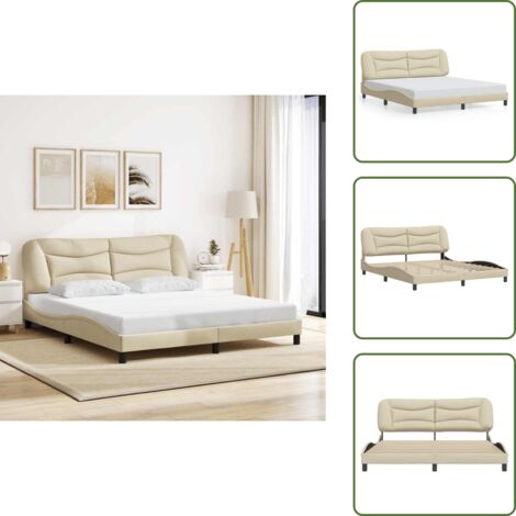Cuscino testiera - vidaXL Giroletto senza Materasso Hvar Crema 180x200 cm in Tessuto - Letto Hvar