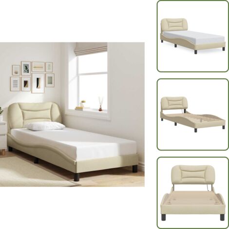 Cuscino testiera - vidaXL Giroletto senza Materasso Hvar Crema 90x190 cm in Tessuto - Letto Hvar