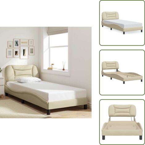 Cuscino testiera - vidaXL Giroletto senza Materasso Hvar Crema 90x200 cm in Tessuto - Letto Hvar