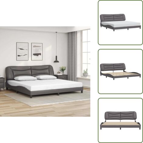Cuscino testiera - vidaXL Giroletto senza Materasso Hvar Grigio 200x200 cm in Similpelle - Letto in similpelle