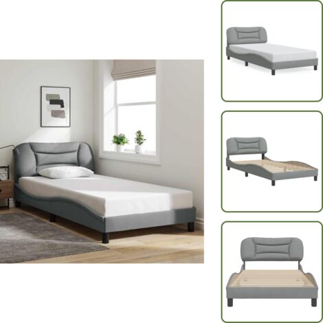Cuscino testiera - vidaXL Giroletto senza Materasso Hvar Grigio Chiaro 100x200 cm Tessuto - Letto Hvar