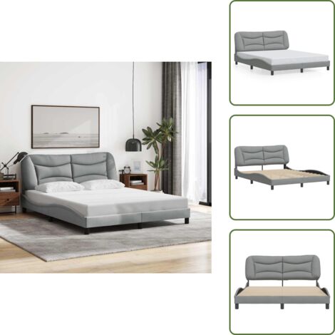 Cuscino testiera - vidaXL Giroletto senza Materasso Hvar Grigio Chiaro 160x200 cm Tessuto - Letto con testiera in tessuto