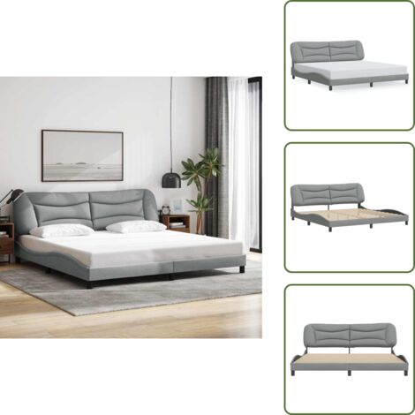 Cuscino testiera - vidaXL Giroletto senza Materasso Hvar Grigio Chiaro 200x200 cm Tessuto - Letto con testiera in tessuto