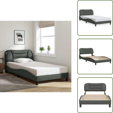 Cuscino testiera - vidaXL Giroletto senza Materasso Hvar Grigio Scuro 100x200 cm Tessuto - Letto Hvar