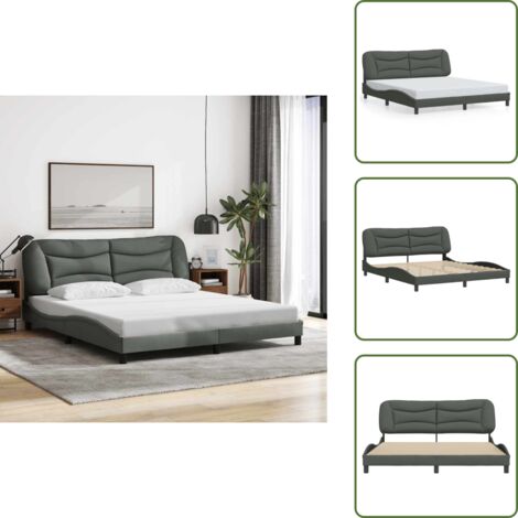 Cuscino testiera - vidaXL Giroletto senza Materasso Hvar Grigio Scuro 180x200 cm Tessuto - Letto Hvar
