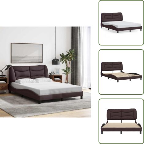 Cuscino testiera - vidaXL Giroletto senza Materasso Hvar Marrone Scuro 140x190 cm Tessuto - Letto Hvar