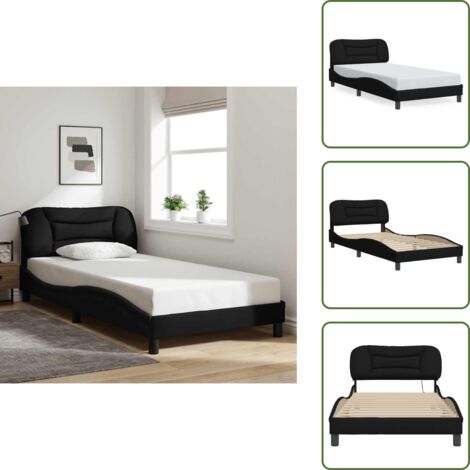 Cuscino testiera - vidaXL Giroletto senza Materasso Hvar Nero 100x200 cm in Tessuto - Letto nero