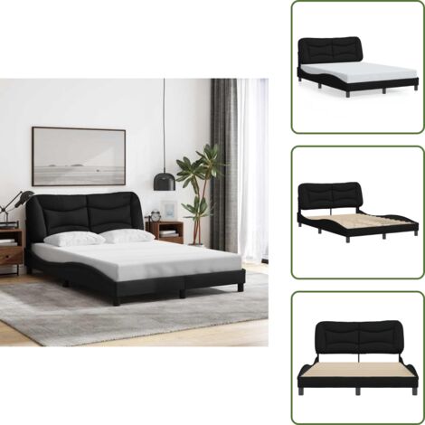 Cuscino testiera - vidaXL Giroletto senza Materasso Hvar Nero 120x200 cm Tessuto - Letto Hvar