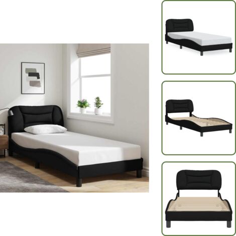 Cuscino testiera - vidaXL Giroletto senza Materasso Hvar Nero 80x200 cm Tessuto - Letto Hvar