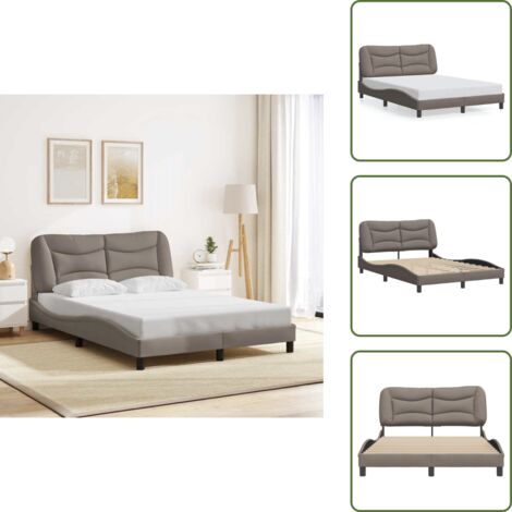 Cuscino testiera - vidaXL Giroletto senza Materasso Hvar Tortora 120x200 cm Tessuto - Letto con testiera tortora