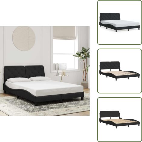 Cuscino testiera - vidaXL Giroletto senza Materasso Nero 140x190 cm in Velluto - Velluto