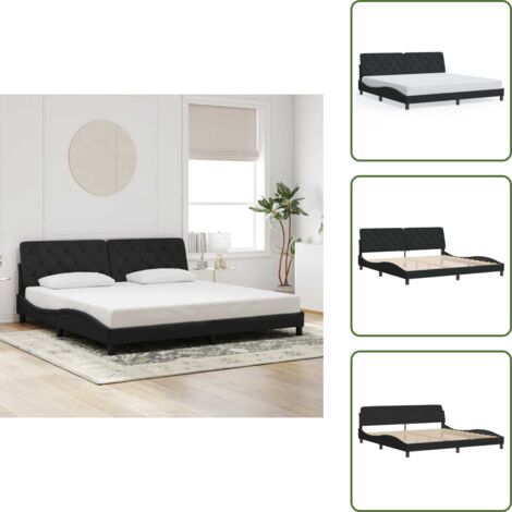 Cuscino testiera - vidaXL Giroletto senza Materasso Nero 200x200 cm in Velluto - Velluto