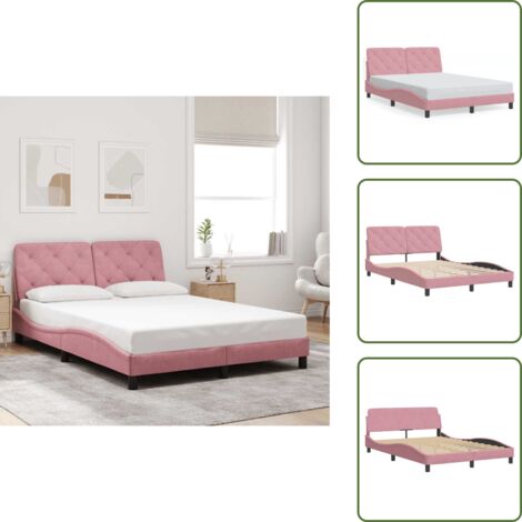 Cuscino testiera - vidaXL Giroletto senza Materasso Rosa 140x200 cm in Velluto - Velluto