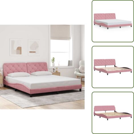 Cuscino testiera - vidaXL Giroletto senza Materasso Rosa 180x200 cm in Velluto - Letto rosa