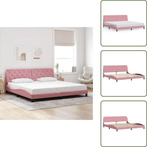 Cuscino testiera - vidaXL Giroletto senza Materasso Rosa 200x200 cm in Velluto - Velluto
