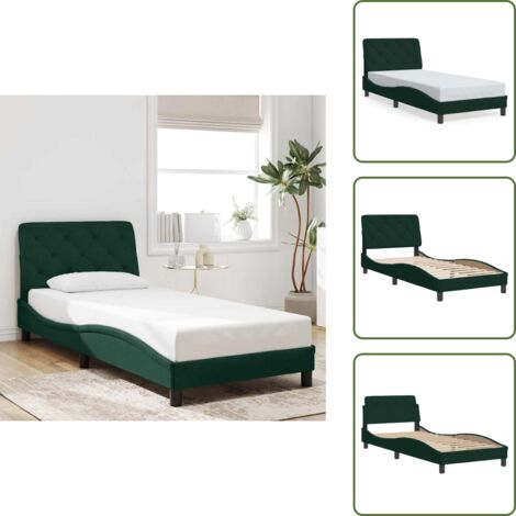Cuscino testiera - vidaXL Giroletto senza Materasso Verde Scuro 90x190 cm in Velluto - Velluto